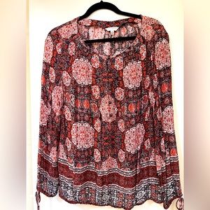 Women’s Lg Lucky Brand Red Print Top